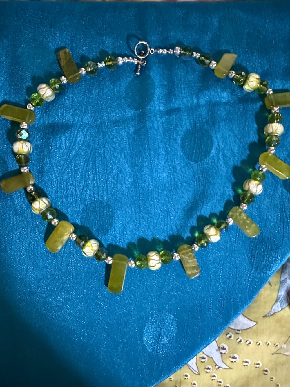 Green Beaded Gemstone Necklace - Women Jewelry